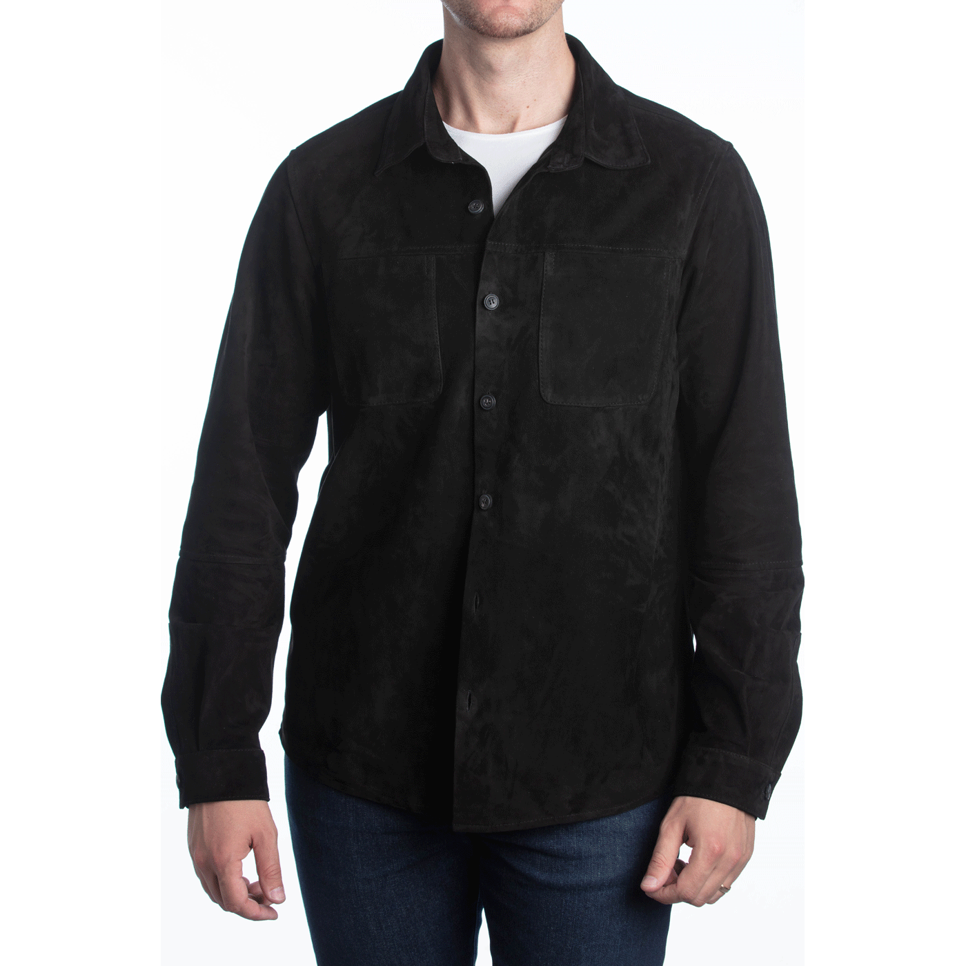 black suede shirt jacket