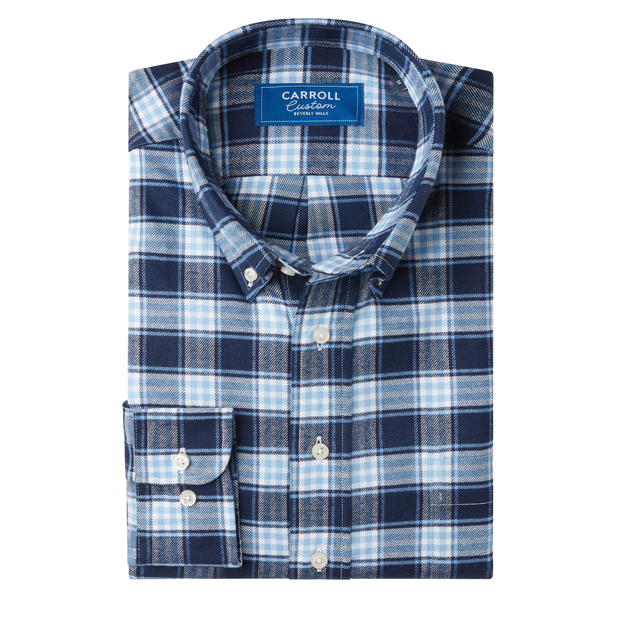 Navy Flannel Plaid – Carroll Custom Beverly Hills