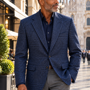 Royal Blue & Black Houndstooth